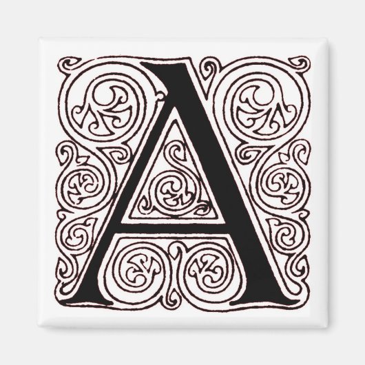 Monogram "A" met donkere rode zwemmen - Magnet (Voorkant)