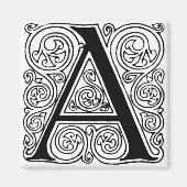 Monogram 'A' met wervelingen - magneet (Voorkant)
