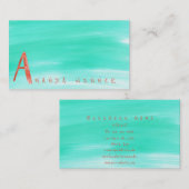 Monogram A Minimalisme Munt Watermeloen Aquarelle Visitekaartje (Voorkant / Achterkant)