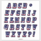 Monogram A naar Z American Flag USA Letters Initia Sticker (Vel)