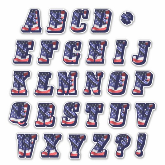 Monogram A naar Z American Flag USA Letters Initia Sticker (Voorkant)