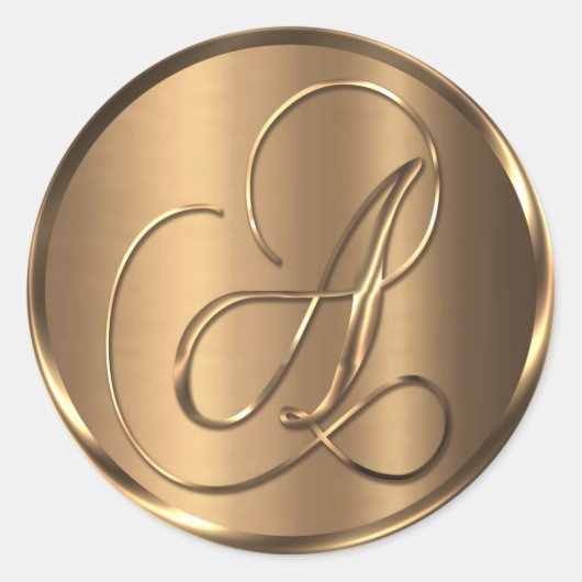 Monogram A NONMETALLIC Bronze Envelope Seal Ronde Sticker (Voorkant)