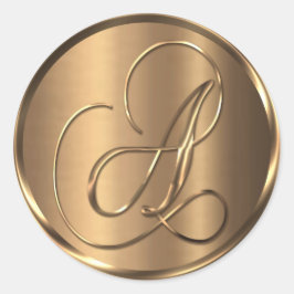 Monogram A NONMETALLIC Bronze Envelope Seal Ronde Sticker