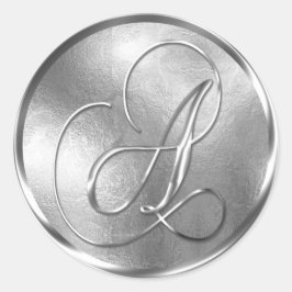 Monogram A NONMETALLIC Silver Envelope Seal Ronde Sticker