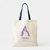 Monogram A orchidee blue Anita naam betekent Tote Bag (Achterkant)
