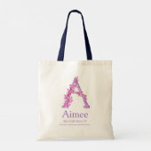 Monogram A orchideeën waterverf Aimee, aangepast Tote Bag (Achterkant)