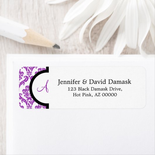 Monogram A Paarse Adresetiketten Etiket (Insitu)
