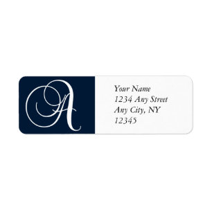 Monogram A retouradres Etiketten Navy Blue