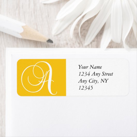 Monogram A retouradres labels geel (Insitu)