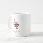 Monogram A Roze Gouden Poinsettia Script Koffiemok (Voorkant links)