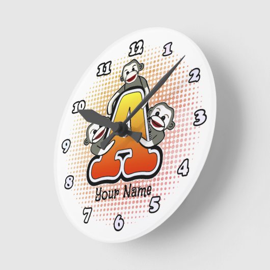 Monogram A Sock Monkey klok (Hoek)