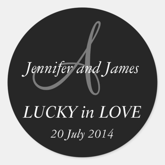 Monogram A Stickers voor bruiloften Zwart (Voorkant)