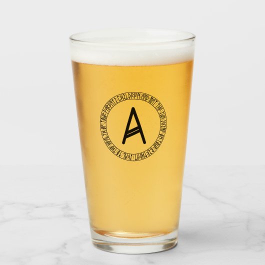 Monogram A - Viking stijl - pint glas (Voorkant gevuld)
