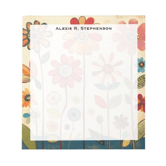 Monogram A Warme Terracotta Zinnia Patch Notitieblok (Voorkant)