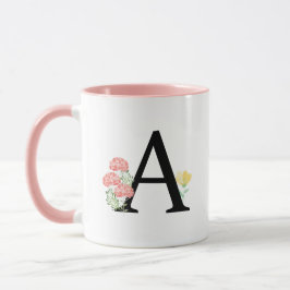 Monogram A Waterverf bloemen bloemen Mok
