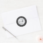 Monogram "A" zwart wit bubbels cirkels Bruiloft Ronde Sticker (Envelop)