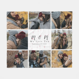 Monogram Aangepast 8 Foto Collage Moederfamilie ca Fleece Deken