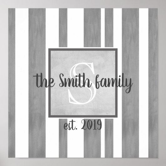 monogram aangepast aan personalisatie in grijze ti poster (Voorkant)