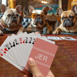 Monogram Aangepast aangepast Modern Oranje Rood Pokerkaarten