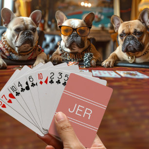 Monogram Aangepast aangepast Modern Oranje Rood Pokerkaarten