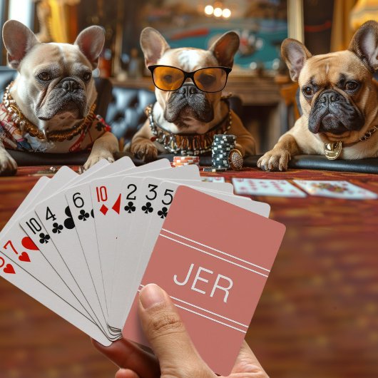 Monogram Aangepast aangepast Modern Oranje Rood Pokerkaarten