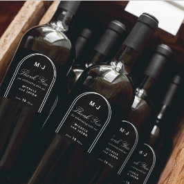 Monogram aangepast Bedankt Zwarte Wuwgang. Wijn Etiket