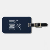 Monogram | Aangepast blauw Navy-ontwerp | Bagagelabel (Voorkant horizontaal)