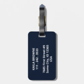 Monogram | Aangepast blauw Navy-ontwerp | Bagagelabel (Achterkant verticaal)