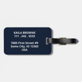 Monogram | Aangepast blauw Navy-ontwerp | Bagagelabel (Achterkant horizontaal)