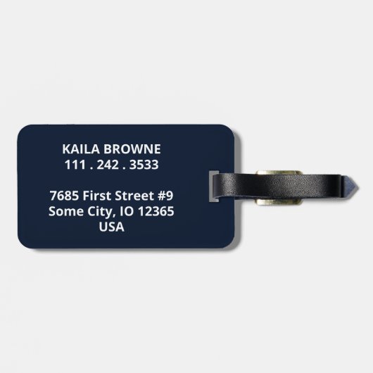 Monogram | Aangepast blauw Navy-ontwerp | Bagagelabel (Achterkant horizontaal)