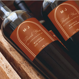 Monogram Aangepast Dank je Terracotta Arch Wedding Wijn Etiket