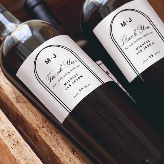 Monogram Aangepast Dank je Witte Band Weddenschap Wijn Etiket