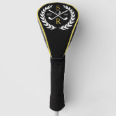 Monogram Aangepast Elegant Golf Gold Wreath Golfheadcover (Voorkant)