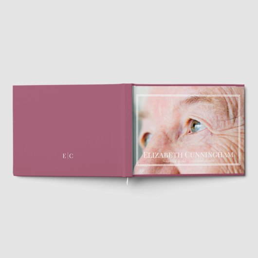 Monogram Aangepast Foto Dubbelwit Lijst Memorial Gastenboek (Volledig)