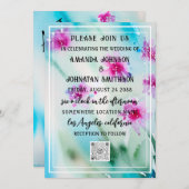 Monogram Aangepast Foto QR Code Blauw Roze Meadow Kaart (Voorkant / Achterkant)