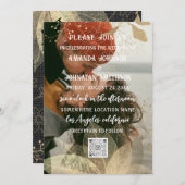 Monogram Aangepast Foto QR Code Golden Linen Kaart (Voorkant / Achterkant)