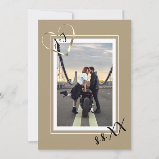 Monogram Aangepast Foto QR Code Goud Grijs Kaart (Achterkant)