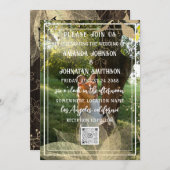 Monogram Aangepast Foto QR Code Woodland Gold Groe Kaart (Voorkant / Achterkant)