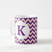 Monogram Aangepast gedrukte koffie Mok Paars Chevr (Voorkant links)