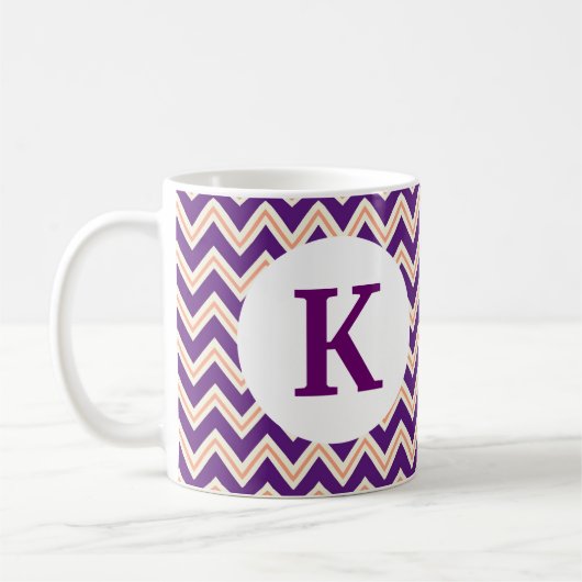 Monogram Aangepast gedrukte koffie Mok Paars Chevr (Links)