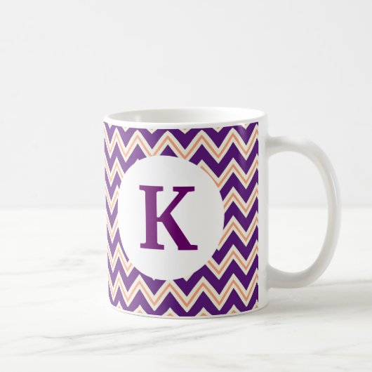 Monogram Aangepast gedrukte koffie Mok Paars Chevr (Rechts)