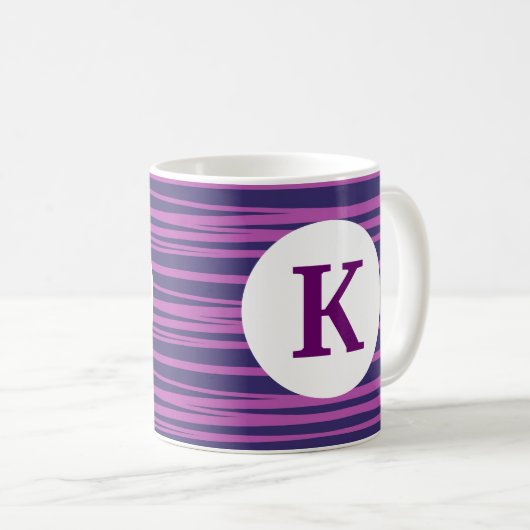 Monogram Aangepast gedrukte koffie Mok Paarse stri (Voorkant rechts)