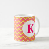 Monogram Aangepast gedrukte koffie Mok Roze Chevro (Voorkant rechts)