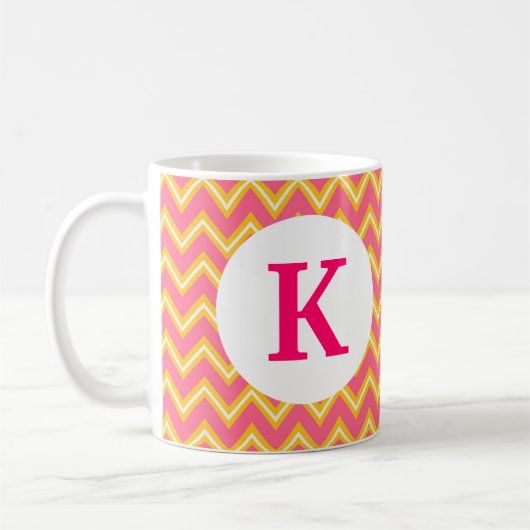 Monogram Aangepast gedrukte koffie Mok Roze Chevro (Links)