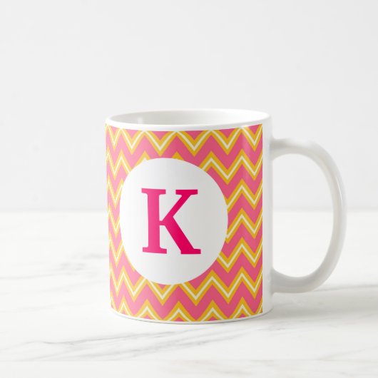 Monogram Aangepast gedrukte koffie Mok Roze Chevro (Rechts)