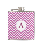Monogram Aangepast Initiaal Moderne Paarse Chevron Heupfles (Voorkant)