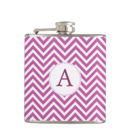 Monogram Aangepast Initiaal Moderne Paarse Chevron Heupfles