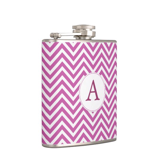 Monogram Aangepast Initiaal Moderne Paarse Chevron Heupfles (Rechts)