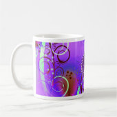 Monogram Aangepast Initiaal Paars Floral Swirls Gi Koffiemok (Links)