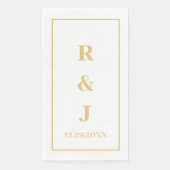 Monogram Aangepast Koppel Naam Goud Geel Wit Servet (Voorkant)